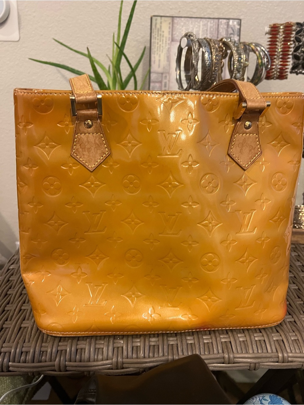 Louis Vuitton Orange Vernis Monogram Tote